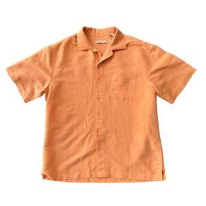Batik Bay Short Sleeve Button Up Camp Shirt Peach Hawaiian Beach Men’s Large